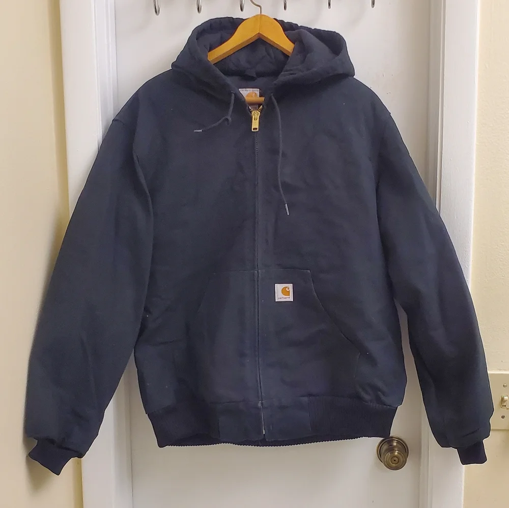 Vintage carhartt quilted fleece lined canvas jacket size mens medium